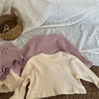 Load image into Gallery viewer, 2 Pieces Set Baby Kid Girls Solid Color Tops And Shorts Wholesale 240301130
