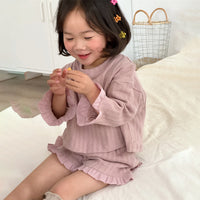 Load image into Gallery viewer, 2 Pieces Set Baby Kid Girls Solid Color Tops And Shorts Wholesale 240301130
