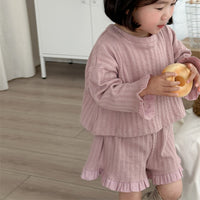 Load image into Gallery viewer, 2 Pieces Set Baby Kid Girls Solid Color Tops And Shorts Wholesale 240301130
