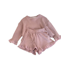 Load image into Gallery viewer, 2 Pieces Set Baby Kid Girls Solid Color Tops And Shorts Wholesale 240301130
