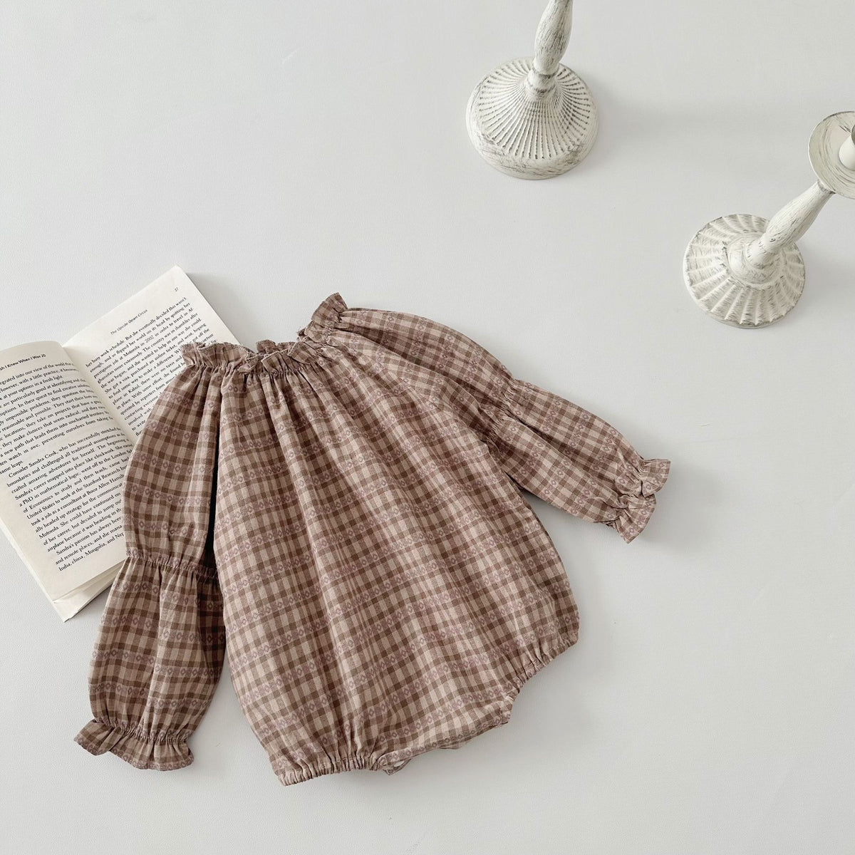 Baby Girls Checked Rompers Wholesale 240301141