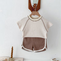 Load image into Gallery viewer, 2 Pieces Set Baby Kid Girls Boys Solid Color Tops And Shorts Wholesale 240301145

