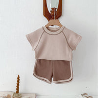 Load image into Gallery viewer, 2 Pieces Set Baby Kid Girls Boys Solid Color Tops And Shorts Wholesale 240301145
