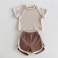 Load image into Gallery viewer, 2 Pieces Set Baby Kid Girls Boys Solid Color Tops And Shorts Wholesale 240301145
