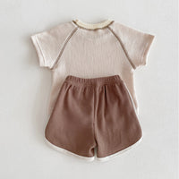 Load image into Gallery viewer, 2 Pieces Set Baby Kid Girls Boys Solid Color Tops And Shorts Wholesale 240301145
