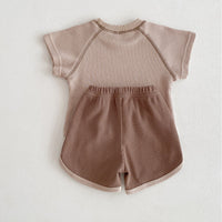 Load image into Gallery viewer, 2 Pieces Set Baby Kid Girls Boys Solid Color Tops And Shorts Wholesale 240301145
