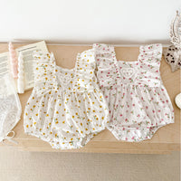 Load image into Gallery viewer, Baby Kid Girls Flower Print Rompers Wholesale 240301146
