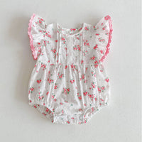 Load image into Gallery viewer, Baby Kid Girls Flower Print Rompers Wholesale 240301147
