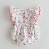 Load image into Gallery viewer, Baby Kid Girls Flower Print Rompers Wholesale 240301147
