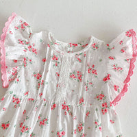 Load image into Gallery viewer, Baby Kid Girls Flower Print Rompers Wholesale 240301147
