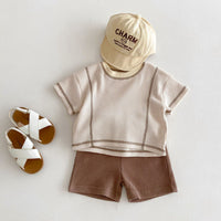 Load image into Gallery viewer, 2 Pieces Set Baby Kid Boys Solid Color Tops And Shorts Wholesale 240301149
