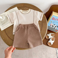 Load image into Gallery viewer, 2 Pieces Set Baby Kid Boys Solid Color Tops And Shorts Wholesale 240301149

