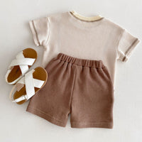 Load image into Gallery viewer, 2 Pieces Set Baby Kid Boys Solid Color Tops And Shorts Wholesale 240301149
