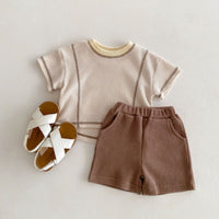 Load image into Gallery viewer, 2 Pieces Set Baby Kid Boys Solid Color Tops And Shorts Wholesale 240301149
