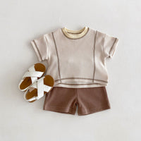 Load image into Gallery viewer, 2 Pieces Set Baby Kid Boys Solid Color Tops And Shorts Wholesale 240301149
