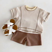 Load image into Gallery viewer, 2 Pieces Set Baby Kid Boys Solid Color Tops And Shorts Wholesale 240301149
