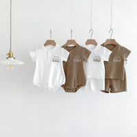 Load image into Gallery viewer, 2 Pieces Set Baby Kid Boys Solid Color Cartoon Tops And Shorts Wholesale 240301150
