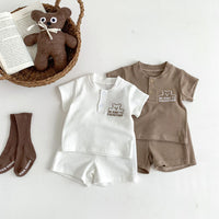 Load image into Gallery viewer, 2 Pieces Set Baby Kid Boys Solid Color Cartoon Tops And Shorts Wholesale 240301150
