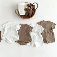 Load image into Gallery viewer, 2 Pieces Set Baby Kid Boys Solid Color Cartoon Tops And Shorts Wholesale 240301150
