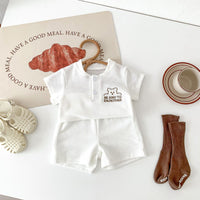 Load image into Gallery viewer, 2 Pieces Set Baby Kid Boys Solid Color Cartoon Tops And Shorts Wholesale 240301150
