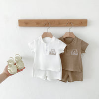 Load image into Gallery viewer, 2 Pieces Set Baby Kid Boys Solid Color Cartoon Tops And Shorts Wholesale 240301150
