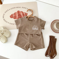 Load image into Gallery viewer, 2 Pieces Set Baby Kid Boys Solid Color Cartoon Tops And Shorts Wholesale 240301150
