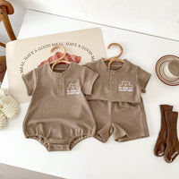 Load image into Gallery viewer, 2 Pieces Set Baby Kid Boys Solid Color Cartoon Tops And Shorts Wholesale 240301150
