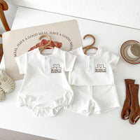 Load image into Gallery viewer, 2 Pieces Set Baby Kid Boys Solid Color Cartoon Tops And Shorts Wholesale 240301150
