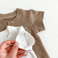 Load image into Gallery viewer, 2 Pieces Set Baby Kid Boys Solid Color Cartoon Tops And Shorts Wholesale 240301150
