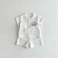 Load image into Gallery viewer, 2 Pieces Set Baby Kid Boys Solid Color Cartoon Tops And Shorts Wholesale 240301150
