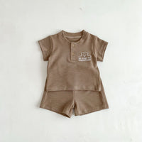 Load image into Gallery viewer, 2 Pieces Set Baby Kid Boys Solid Color Cartoon Tops And Shorts Wholesale 240301150

