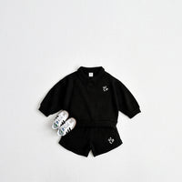 Load image into Gallery viewer, 2 Pieces Set Baby Kid Boys Solid Color Embroidered Tops And Shorts Wholesale 240301155
