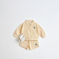 Load image into Gallery viewer, 2 Pieces Set Baby Kid Boys Solid Color Embroidered Tops And Shorts Wholesale 240301155
