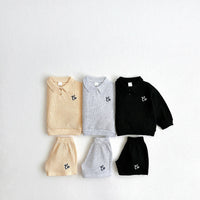 Load image into Gallery viewer, 2 Pieces Set Baby Kid Boys Solid Color Embroidered Tops And Shorts Wholesale 240301155
