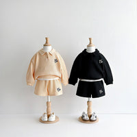 Load image into Gallery viewer, 2 Pieces Set Baby Kid Boys Solid Color Embroidered Tops And Shorts Wholesale 240301155
