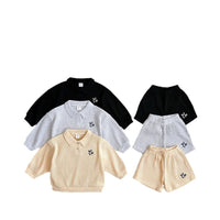 Load image into Gallery viewer, 2 Pieces Set Baby Kid Boys Solid Color Embroidered Tops And Shorts Wholesale 240301155
