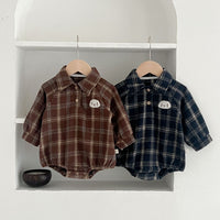 Load image into Gallery viewer, Baby Kid Boys Checked Rompers Wholesale 240301165
