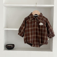 Load image into Gallery viewer, Baby Kid Boys Checked Rompers Wholesale 240301165
