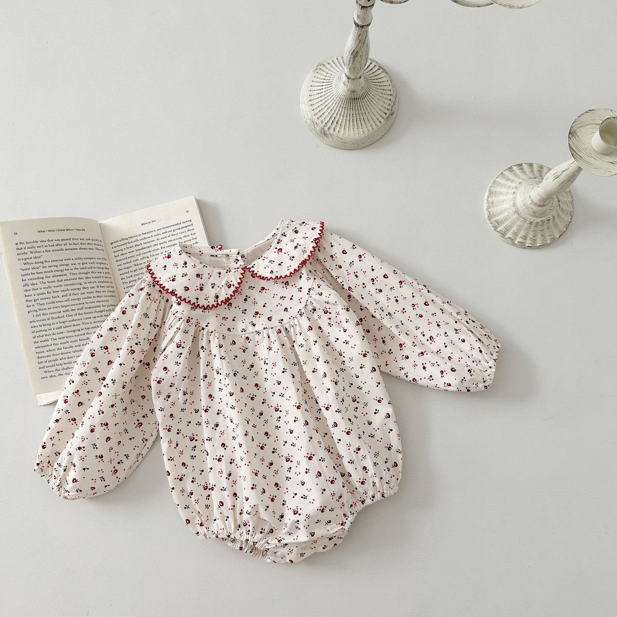 Baby Girls Flower Print Rompers Wholesale 240301174