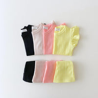 Load image into Gallery viewer, 2 Pieces Set Baby Kid Girls Solid Color Tops And Pants Wholesale 24030120
