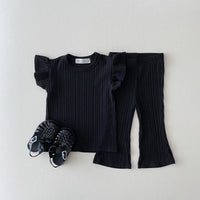 Load image into Gallery viewer, 2 Pieces Set Baby Kid Girls Solid Color Tops And Pants Wholesale 24030120
