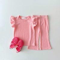 Load image into Gallery viewer, 2 Pieces Set Baby Kid Girls Solid Color Tops And Pants Wholesale 24030120
