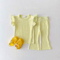 Load image into Gallery viewer, 2 Pieces Set Baby Kid Girls Solid Color Tops And Pants Wholesale 24030120
