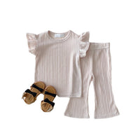 Load image into Gallery viewer, 2 Pieces Set Baby Kid Girls Solid Color Tops And Pants Wholesale 24030120
