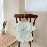 Load image into Gallery viewer, 2 Pieces Set Baby Kid Girls Boys Solid Color Tops And Shorts Wholesale 24030121
