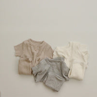 Load image into Gallery viewer, 2 Pieces Set Baby Kid Girls Solid Color Muslin&amp;Ribbed Tops And Pants Wholesale 24030122
