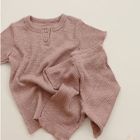 Load image into Gallery viewer, 2 Pieces Set Baby Kid Girls Solid Color Muslin&amp;Ribbed Tops And Pants Wholesale 24030122
