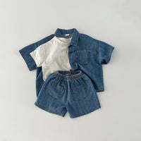 Load image into Gallery viewer, 2 Pieces Set Baby Kid Unisex Solid Color Tops And Shorts Wholesale 24030126
