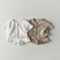 Load image into Gallery viewer, 2 Pieces Set Baby Kid Girls Solid Color Tops And Shorts Wholesale 24030128
