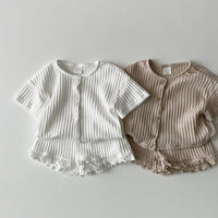 Load image into Gallery viewer, 2 Pieces Set Baby Kid Girls Solid Color Tops And Shorts Wholesale 24030128
